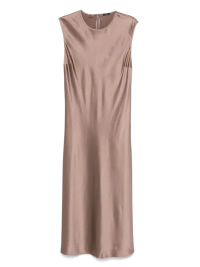 Joseph Garnier Dress Silk Satin In Brown