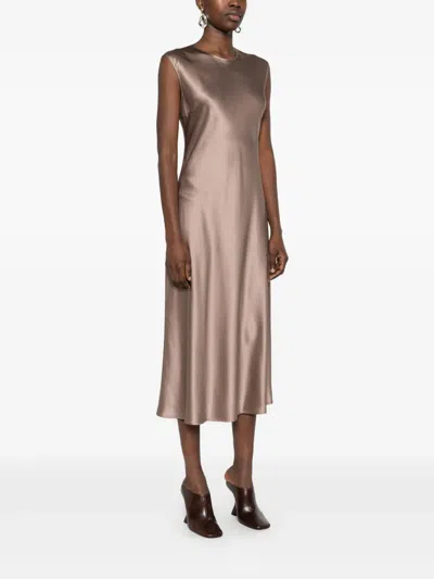 Joseph Garnier Dress Silk Satin In Brown
