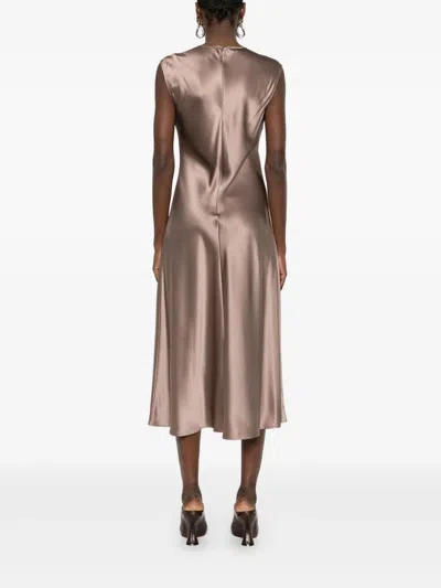 Joseph Garnier Dress Silk Satin In Brown