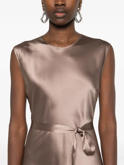 Joseph Garnier Dress Silk Satin In Brown