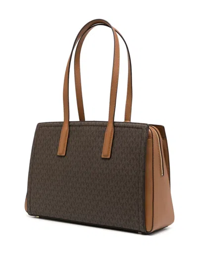 Michael Kors Laila Medium Signature Logo Tote Bag In Brown