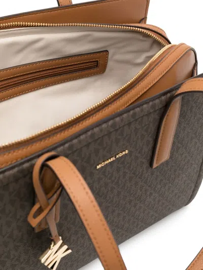 Michael Kors Laila Medium Signature Logo Tote Bag In Brown