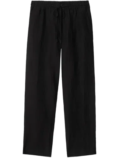 Burberry Mens Black Straight-leg Drawstring Linen Trousers Xl