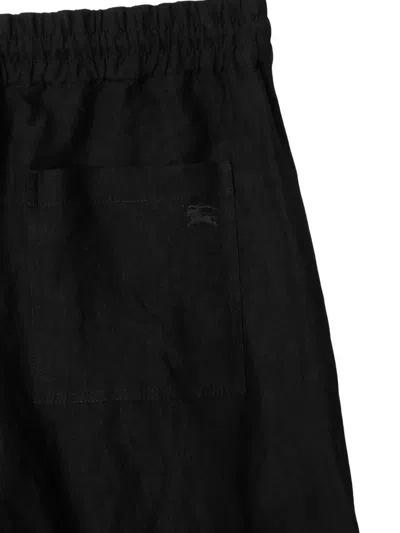 Burberry Mens Black Straight-leg Drawstring Linen Trousers Xl
