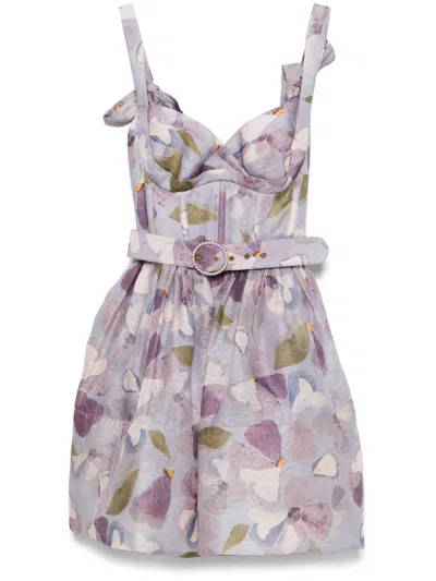 Zimmermann Dawning Mini Dress In Purple