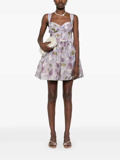 Zimmermann Dawning Mini Dress In Purple