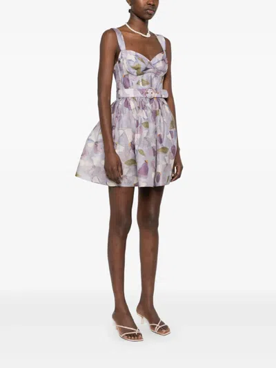 Zimmermann Dawning Mini Dress In Purple