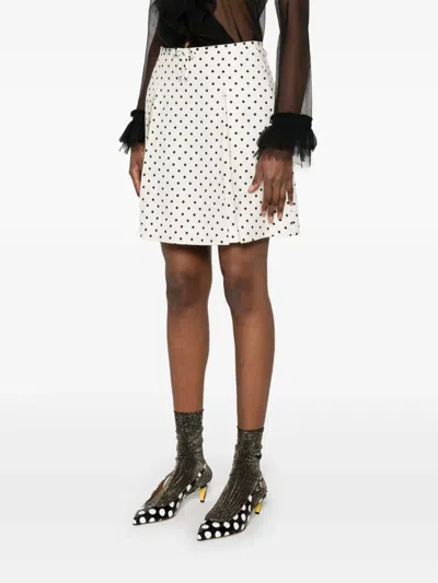 Valentino Polka Dot-print Mini Skirt In Neutrals