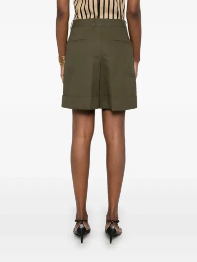 Jil Sander Linen Shorts With Pockets And Cuffed Hem In Green