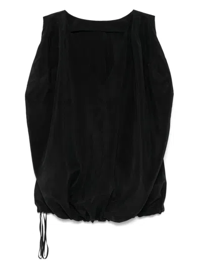 Another Tomorrow Drawstring Top In Black