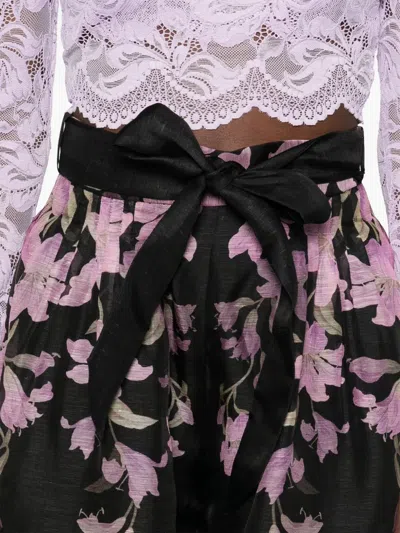 Zimmermann Dawning Pleated Linen & Silk Shorts In Black