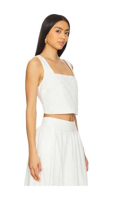 Paige Aelita Square-neck Eyelet Cropped Top In White