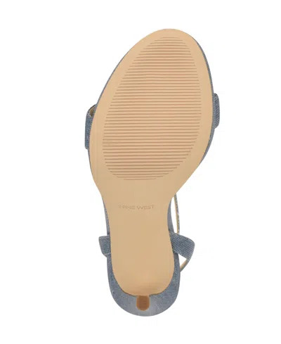 Nine West Women's Loola Ankle Strap High Stiletto Sandals In Laminated Denim