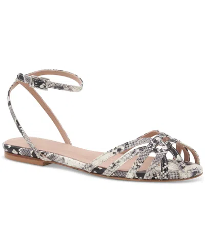 Bruno Magli Women's Marta Flat Sandals In Black,white Snake