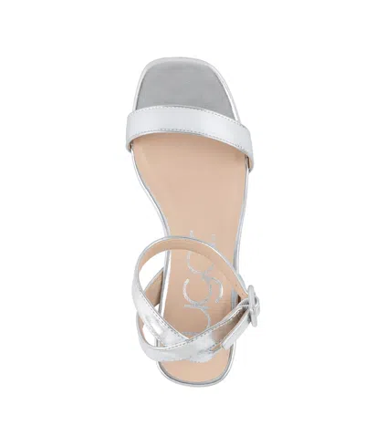 Sugar Women's Umpire Ankle Strap Block Heel Sandals In Silver Metallic