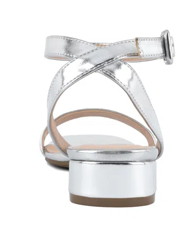 Sugar Women's Umpire Ankle Strap Block Heel Sandals In Silver Metallic