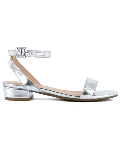 Sugar Women's Umpire Ankle Strap Block Heel Sandals In Silver Metallic