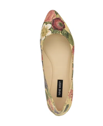 Nine West Women's Speakup Slip-on Ballet Flats In Floral Raffia