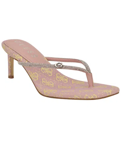 Guess Women's Mayan Rhinestone Thong Kitten Heel Sandals In Light Pink