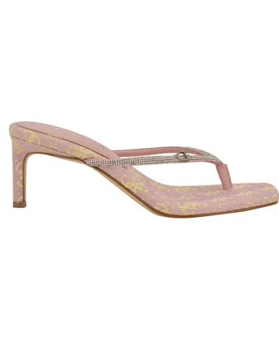 Guess Women's Mayan Rhinestone Thong Kitten Heel Sandals In Light Pink