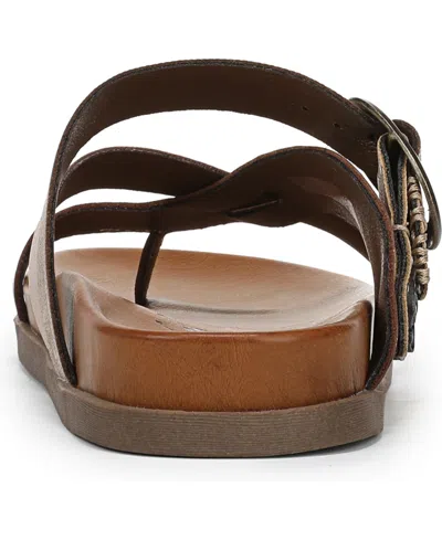 Blowfish Malibu Women's Lilac Thong Slide Platform Sandals In Oak Faux Leather