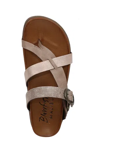 Blowfish Malibu Women's Lilac Thong Slide Platform Sandals In Oak Faux Leather