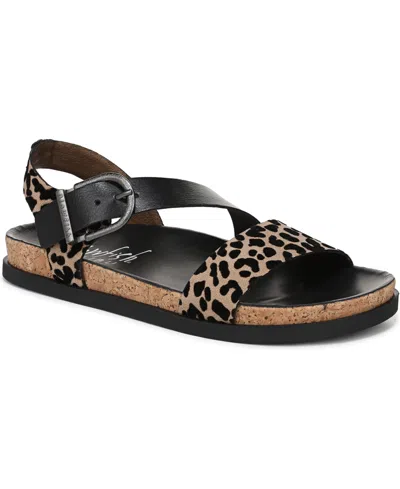 Blowfish Malibu Women's Leopard Brown Footbed Sandals - Lance In Black,leopard Faux Leather