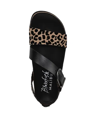 Blowfish Malibu Women's Leopard Brown Footbed Sandals - Lance In Black,leopard Faux Leather
