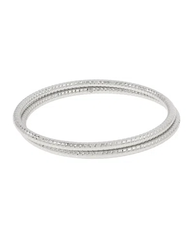Robert Lee Morris Soho Textured Bangle Bracelet Set In Silver