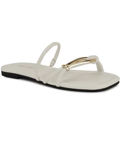 Nine West Women's Tigra Strappy Flat Sandals In White