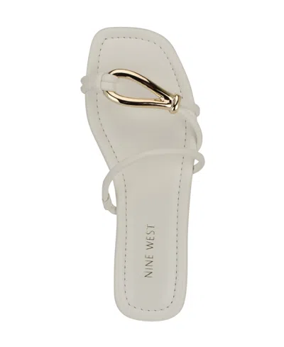 Nine West Women's Tigra Strappy Flat Sandals In White