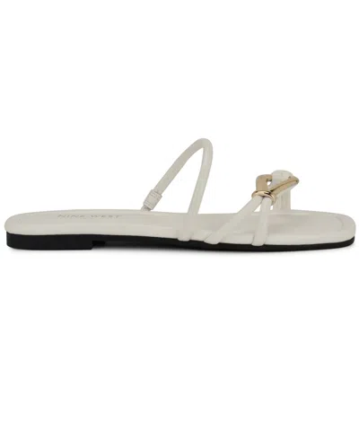 Nine West Women's Tigra Strappy Flat Sandals In White