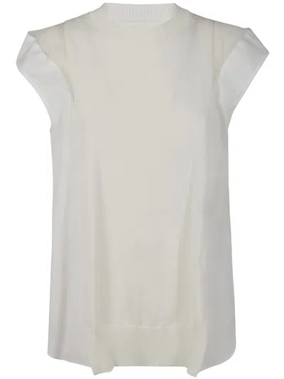 Sacai Spun Organza X Cotton Jersey T-shirt Clothing In Black