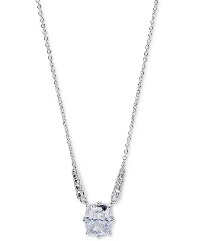 Eliot Danori Silver-tone Cubic Zirconia Pendant Necklace, 16" + 2" Extender, Exclusively At Macy's In Rhodium