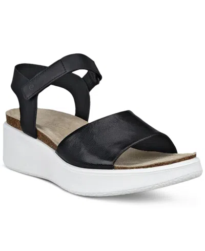 Ecco Women's Flowt Wedge Cork Sandal In Black In Black,black