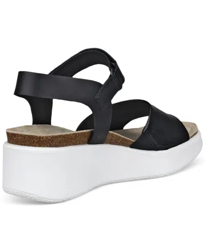 Ecco Women's Flowt Wedge Cork Sandal In Black In Black,black