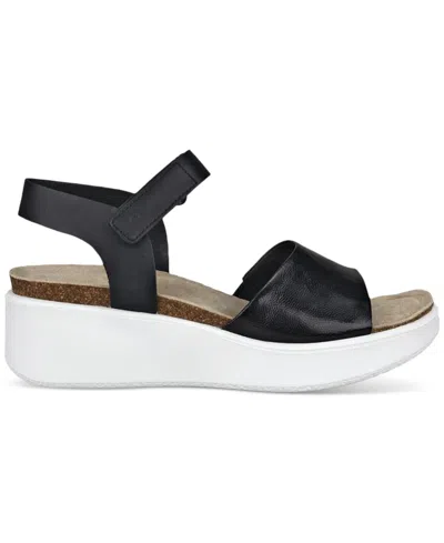 Ecco Women's Flowt Wedge Cork Sandal In Black In Black,black