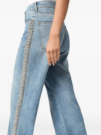 Philipp Plein Denim Skater Fit Trousers Rib Strass In Blue