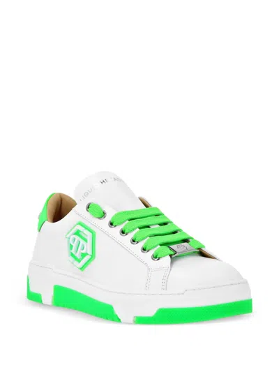 Philipp Plein Leather Lo-top Sneakers Hexagon In White