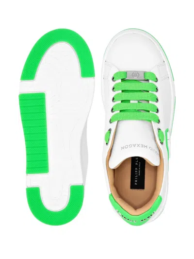 Philipp Plein Leather Lo-top Sneakers Hexagon In White