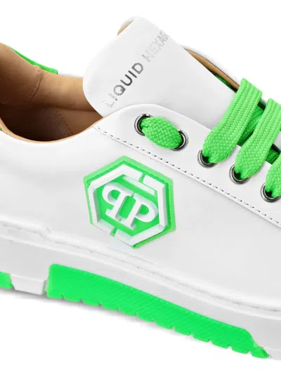 Philipp Plein Leather Lo-top Sneakers Hexagon In White