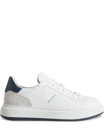 Woolrich White Front Lace-up Sneakers With Perforated Toebox In White