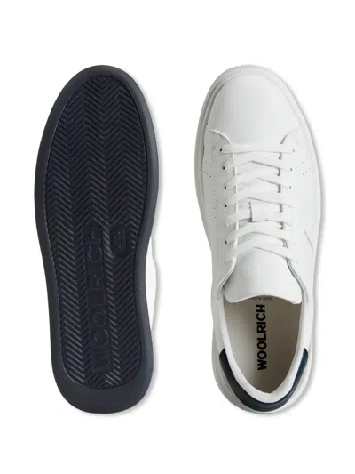 Woolrich White Front Lace-up Sneakers With Perforated Toebox In White