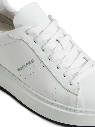 Woolrich White Front Lace-up Sneakers With Perforated Toebox In White