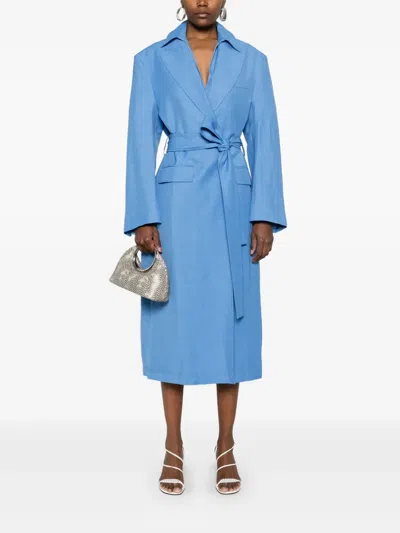 P.a.r.o.s.h Belted Coat In Blue