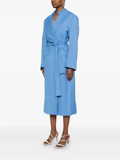P.a.r.o.s.h Belted Coat In Blue