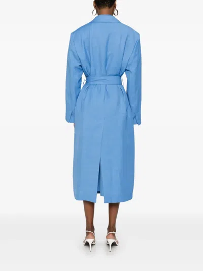 P.a.r.o.s.h Belted Coat In Blue