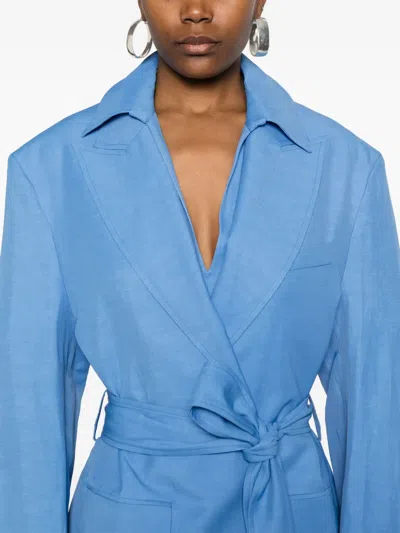 P.a.r.o.s.h Belted Coat In Blue