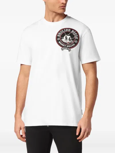 Philipp Plein Jersey T-shirt Round Neck Ss Money Mouse In White