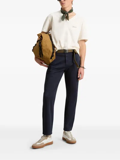 Woolrich V-neck Slub-texture T-shirt In White